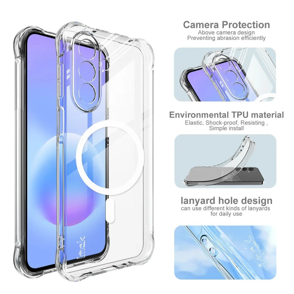 IMAK for Samsung Galaxy M47 5G / A27 5G Magnetic Case Airbag Shockproof Protection TPU Phone Cover - Transparent - 7