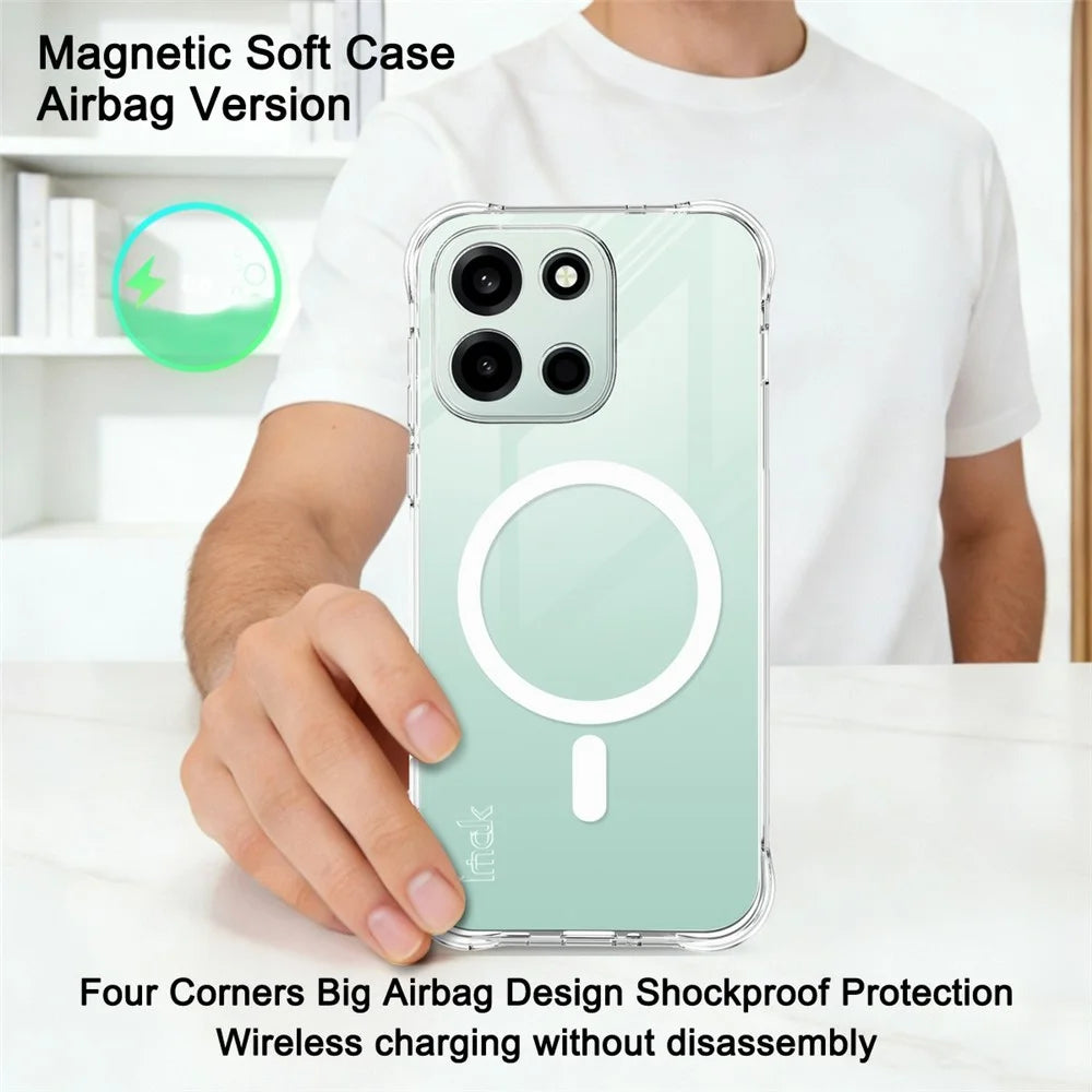 IMAK for OnePlus Nord 6 5G Magnetic Case Airbag Shockproof Protection TPU Phone Cover - Transparent - 3