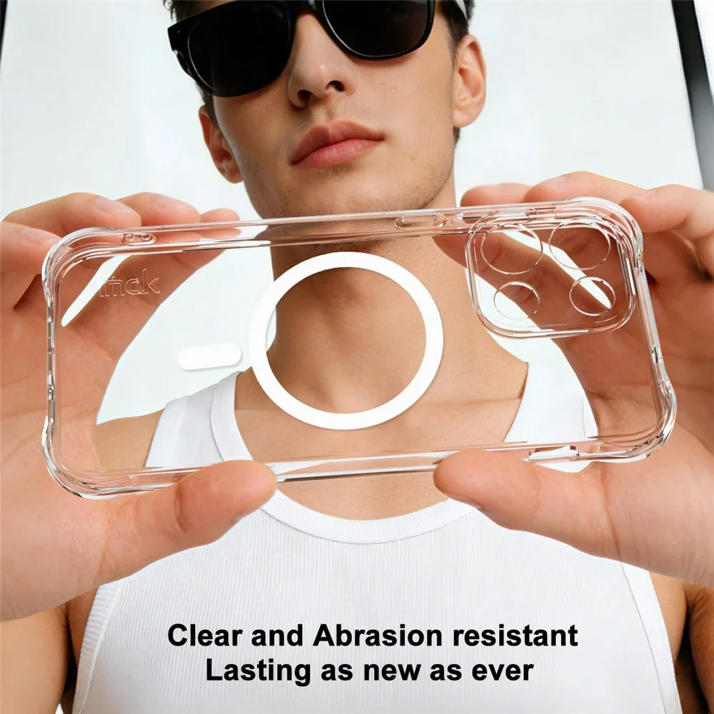 IMAK for OnePlus Nord 6 5G Magnetic Case Airbag Shockproof Protection TPU Phone Cover - Transparent - 4