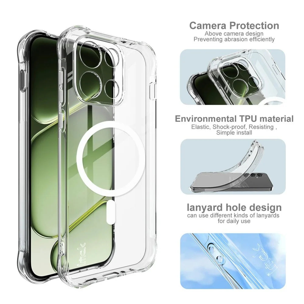 IMAK for OnePlus Nord 6 5G Magnetic Case Airbag Shockproof Protection TPU Phone Cover - Transparent - 7