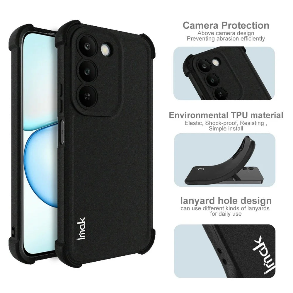 IMAK Phone Case For Realme C83 5G / P4 Lite 5G / C100 5G TPU Cover Airbag Shockproof Protection - Matte Black - 6