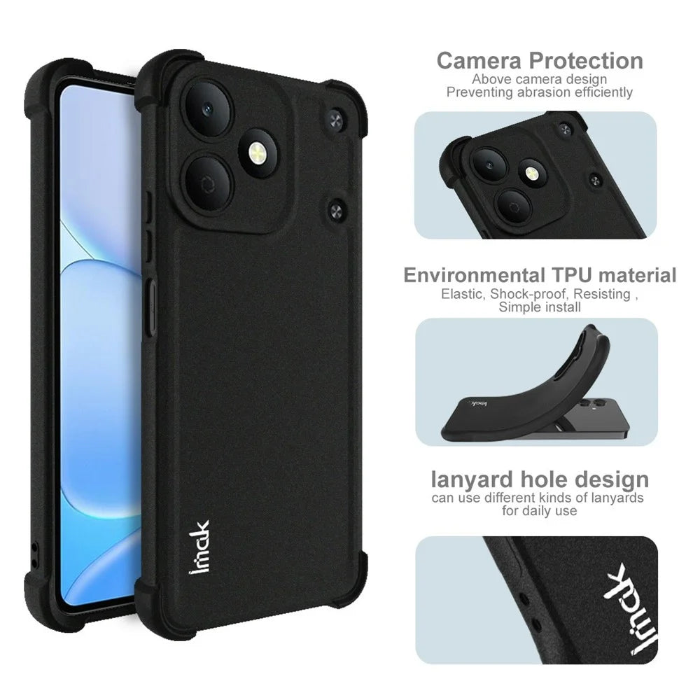 IMAK For Realme Note 80 4G Case TPU Phone Cover Airbag Shockproof Protection - Matte Black - 6
