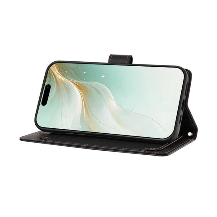 For iPhone 18 Pro Max / 17 Pro Max Case 9 Card Slots PU Leather Flip Wallet Phone Cover with Hand Strap - Black - 3