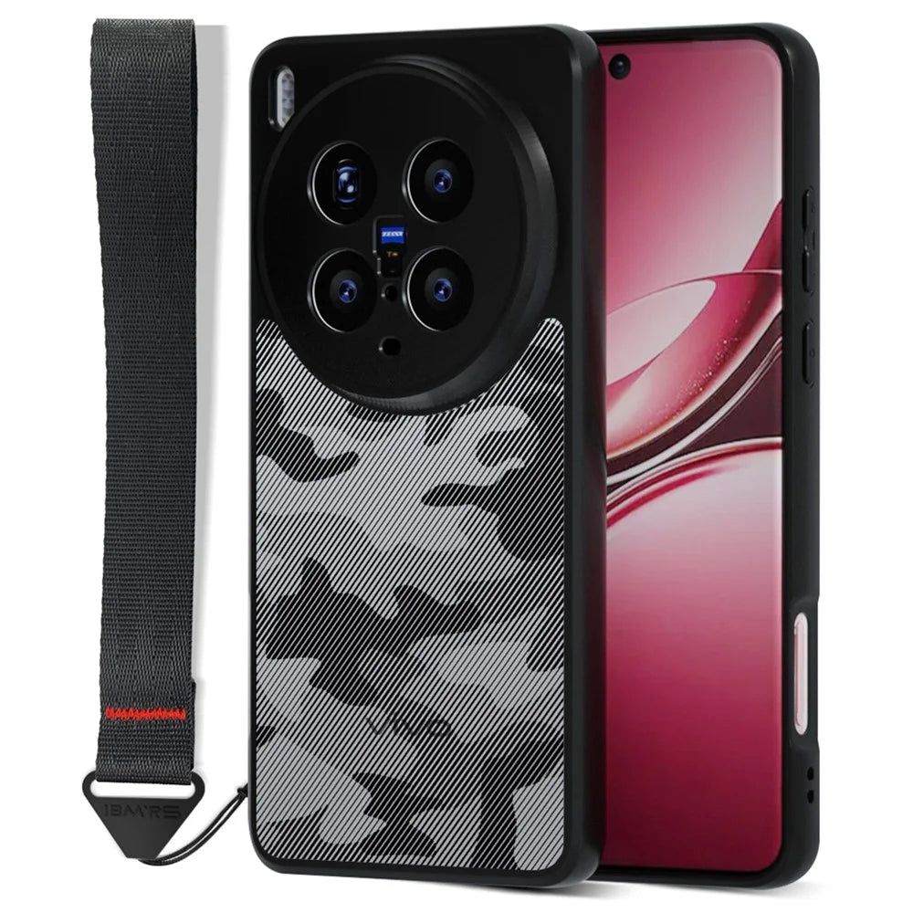 IBMRS for vivo X300 Pro 5G Mobile Cover Soft TPU + Hard PC Case with Wrist Strap (Precision Cutouts) - Artistic Camouflage - 1
