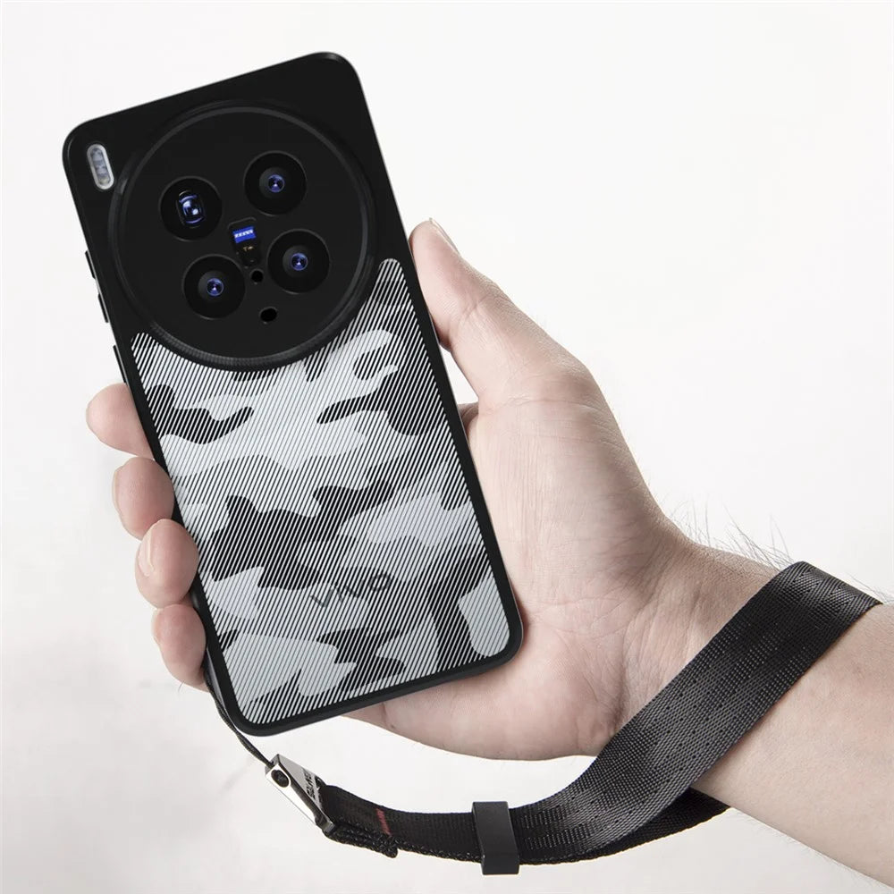 IBMRS for vivo X300 Pro 5G Mobile Cover Soft TPU + Hard PC Case with Wrist Strap (Precision Cutouts) - Artistic Camouflage - 3