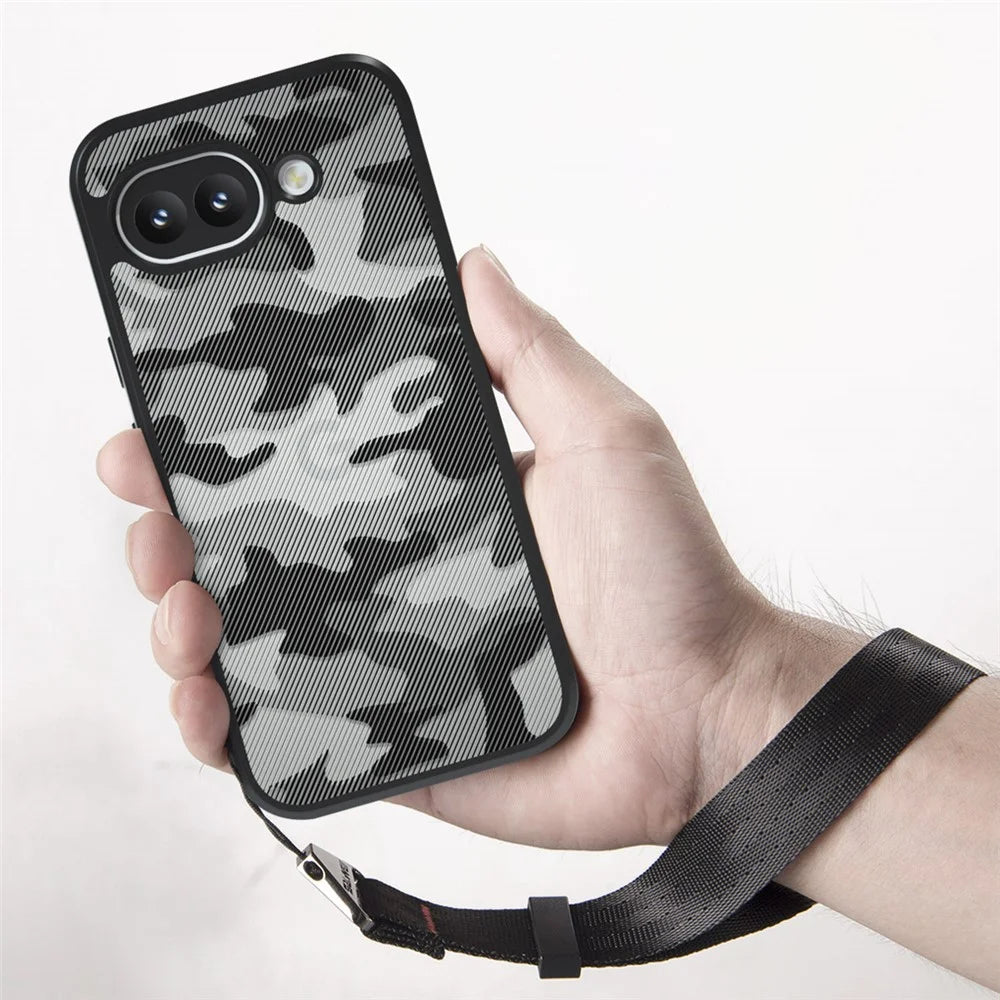 IBMRS for Google Pixel 10a Mobile Cover Soft TPU + Hard PC Case with Wrist Strap (Precision Cutouts) - Artistic Camouflage - 3