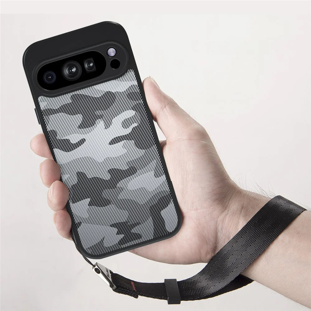 IBMRS for Google Pixel 9 Mobile Cover Soft TPU + Hard PC Case with Wrist Strap (Precision Cutouts) - Artistic Camouflage - 3
