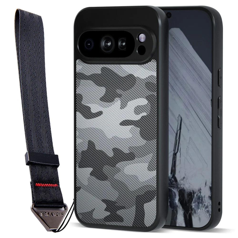 IBMRS for Google Pixel 9 Pro Mobile Cover Soft TPU + Hard PC Case with Wrist Strap (Precision Cutouts) - Artistic Camouflage - 1