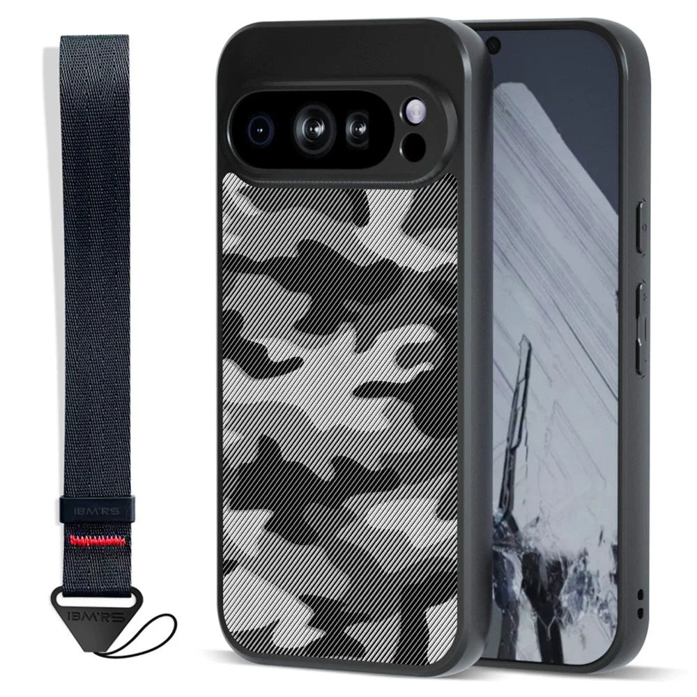 IBMRS for Google Pixel 10 Pro XL Mobile Cover Soft TPU + Hard PC Case with Wrist Strap (Precision Cutouts) - Artistic Camouflage - 1