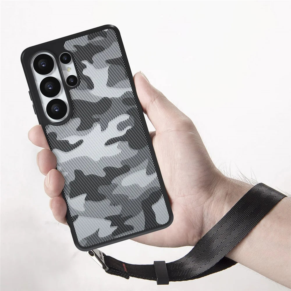 IBMRS for Samsung Galaxy S26 Ultra Mobile Cover Soft TPU + Hard PC Case with Wrist Strap (Precision Cutouts) - Artistic Camouflage - 3