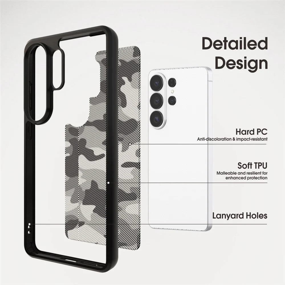 IBMRS for Samsung Galaxy S26 Ultra Mobile Cover Soft TPU + Hard PC Case with Wrist Strap (Precision Cutouts) - Artistic Camouflage - 5