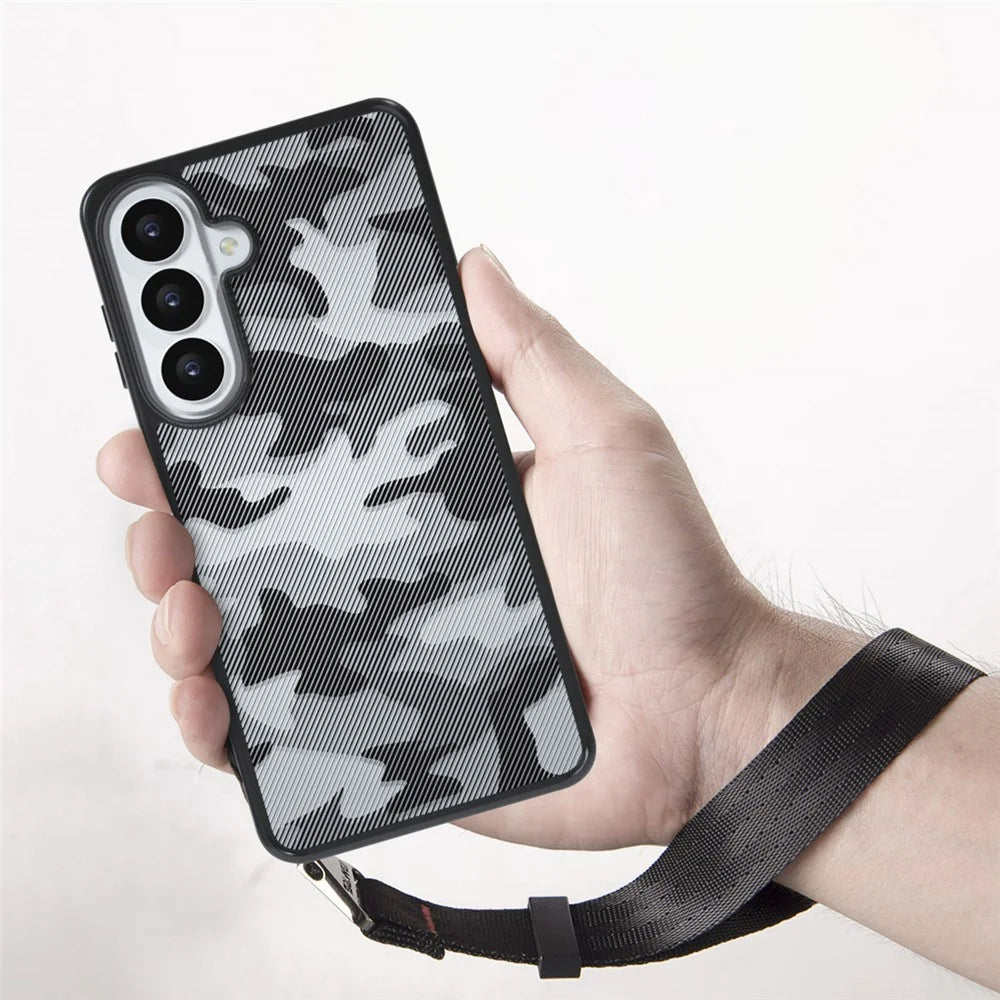 IBMRS for Samsung Galaxy S26 Mobile Cover Soft TPU + Hard PC Case with Wrist Strap (Precision Cutouts) - Artistic Camouflage - 3