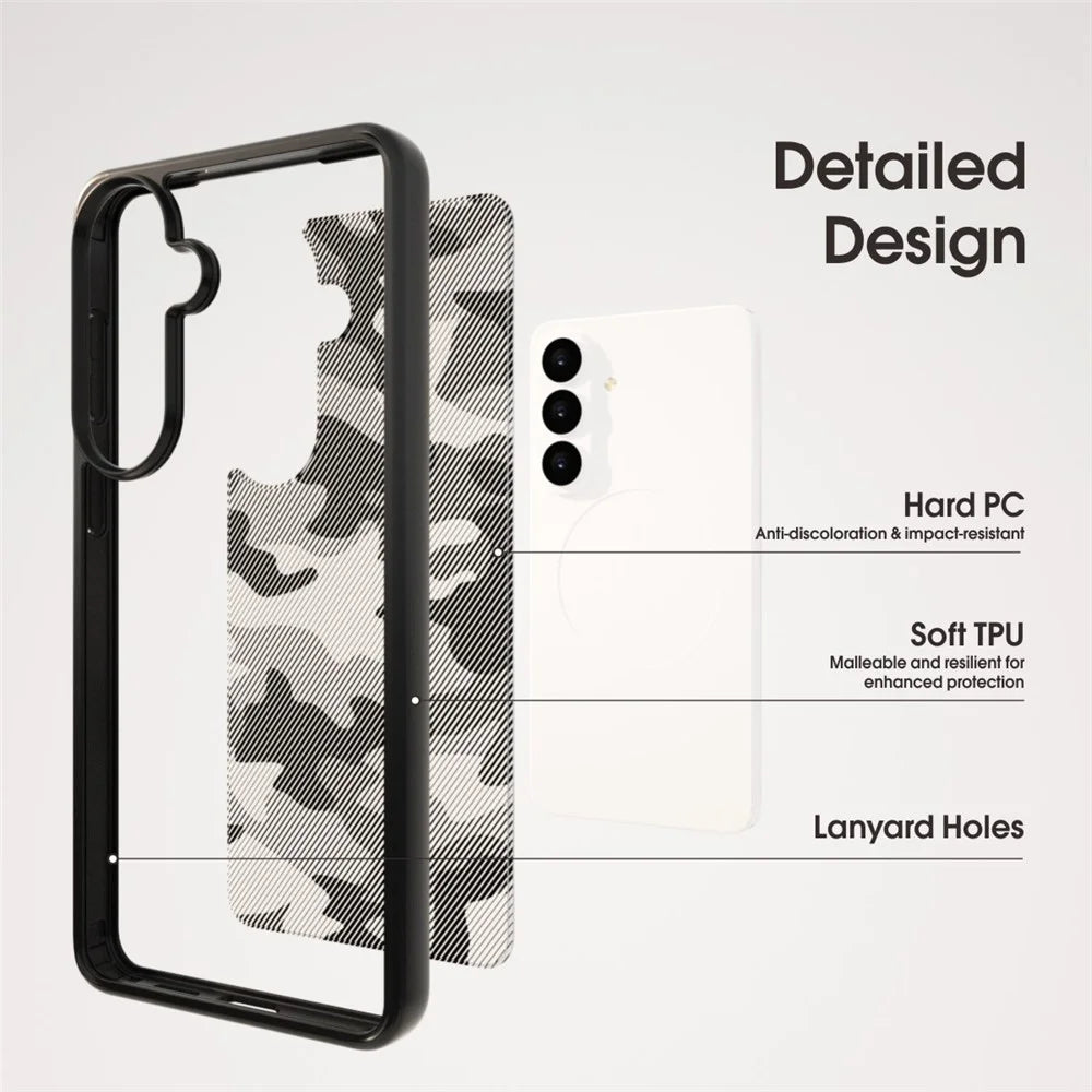 IBMRS for Samsung Galaxy S26 Mobile Cover Soft TPU + Hard PC Case with Wrist Strap (Precision Cutouts) - Artistic Camouflage - 5