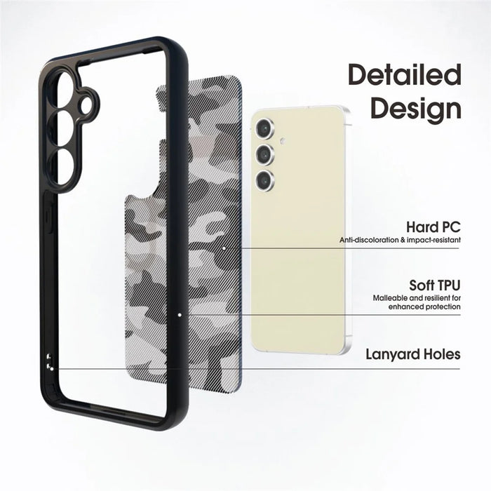 IBMRS for Samsung Galaxy S25+ Mobile Cover Soft TPU + Hard PC Case with Wrist Strap (Precision Cutouts) - Artistic Camouflage - 5