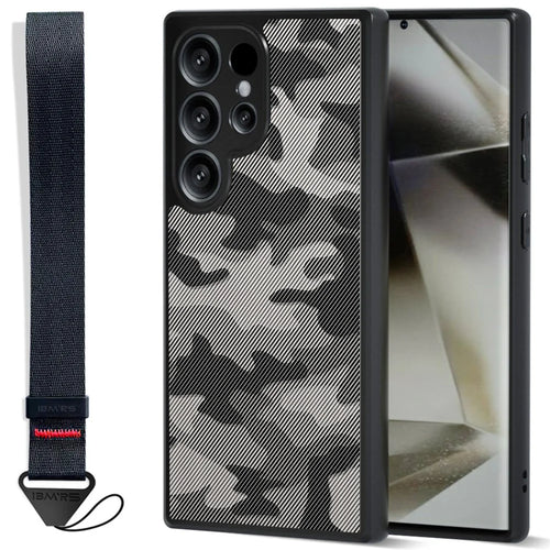 IBMRS for Samsung Galaxy S25 Ultra Mobile Cover Soft TPU + Hard PC Case with Wrist Strap (Precision Cutouts) - Artistic Camouflage - 1