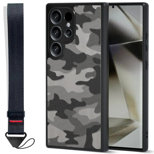 IBMRS for Samsung Galaxy S25 Ultra Mobile Cover Soft TPU + Hard PC Case with Wrist Strap (Precision Cutouts) - Artistic Camouflage - 1