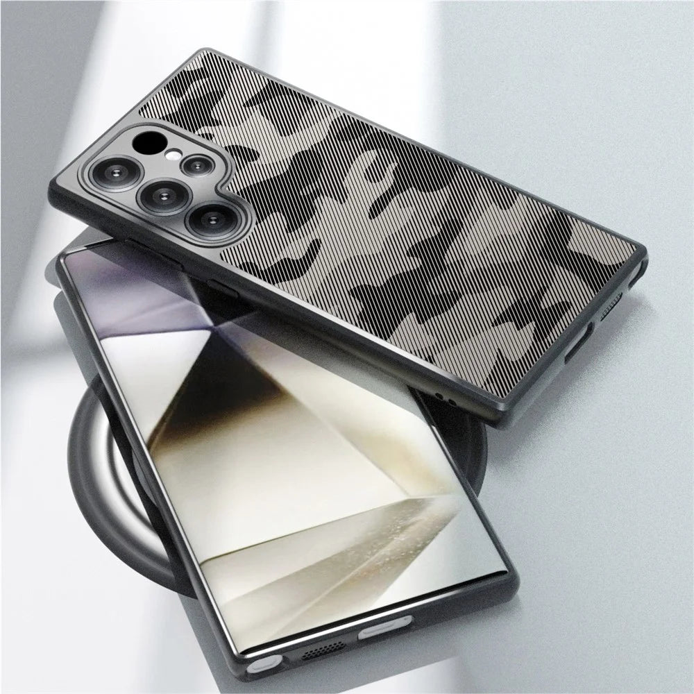 IBMRS for Samsung Galaxy S25 Ultra Mobile Cover Soft TPU + Hard PC Case with Wrist Strap (Precision Cutouts) - Artistic Camouflage - 7