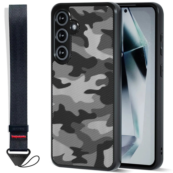 IBMRS for Samsung Galaxy S25 FE Mobile Cover Soft TPU + Hard PC Case with Wrist Strap (Precision Cutouts) - Artistic Camouflage - 1