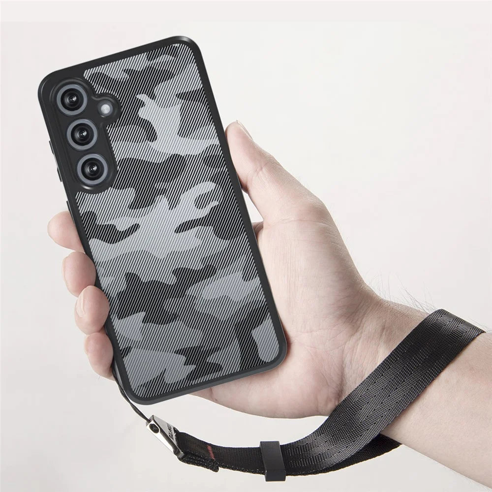 IBMRS for Samsung Galaxy S25 FE Mobile Cover Soft TPU + Hard PC Case with Wrist Strap (Precision Cutouts) - Artistic Camouflage - 3