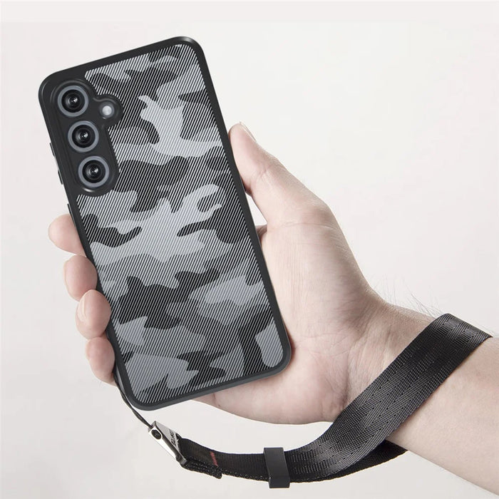 IBMRS for Samsung Galaxy S25 FE Mobile Cover Soft TPU + Hard PC Case with Wrist Strap (Precision Cutouts) - Artistic Camouflage - 3