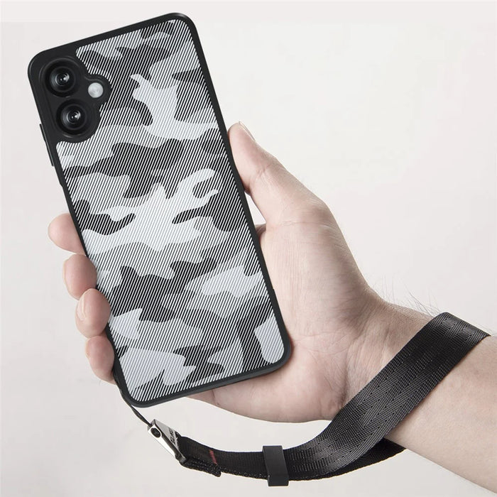 IBMRS for Samsung Galaxy A06 5G Mobile Cover Soft TPU + Hard PC Case with Wrist Strap (Precision Cutouts) - Artistic Camouflage - 3