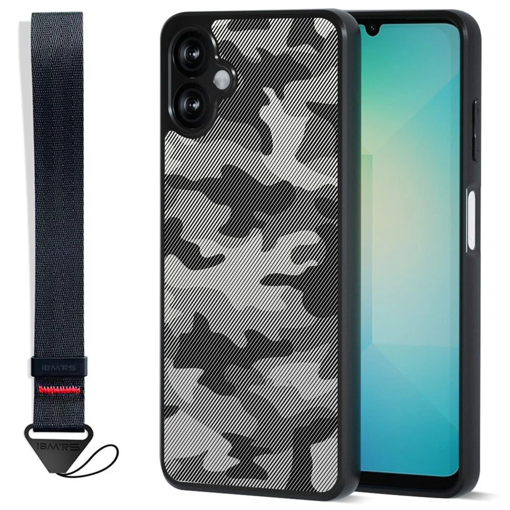 IBMRS for Samsung Galaxy A06 4G Mobile Cover Soft TPU + Hard PC Case with Wrist Strap (Precision Cutouts) - Artistic Camouflage - 1