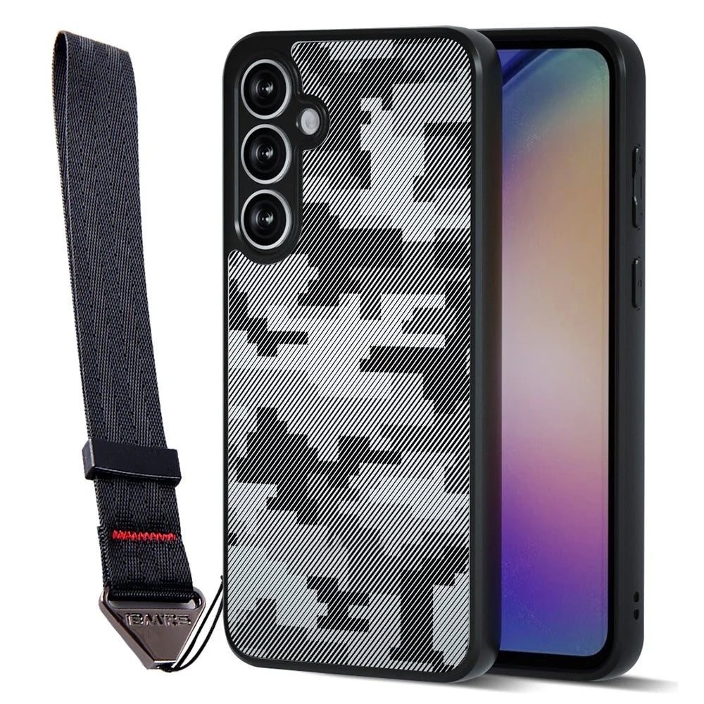 IBMRS for Samsung Galaxy A37 5G Mobile Cover Soft TPU + Hard PC Case with Wrist Strap (Precision Cutouts) - Artistic Camouflage - 1