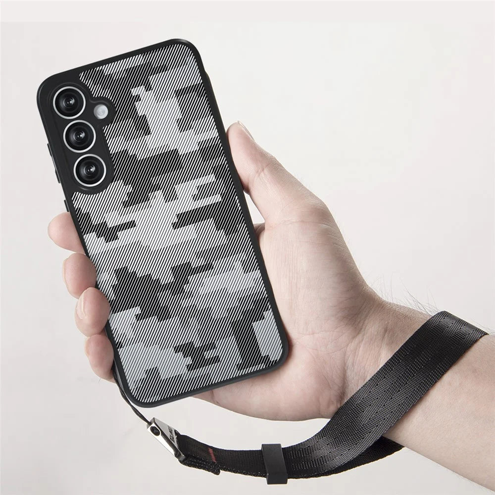 IBMRS for Samsung Galaxy A37 5G Mobile Cover Soft TPU + Hard PC Case with Wrist Strap (Precision Cutouts) - Artistic Camouflage - 3