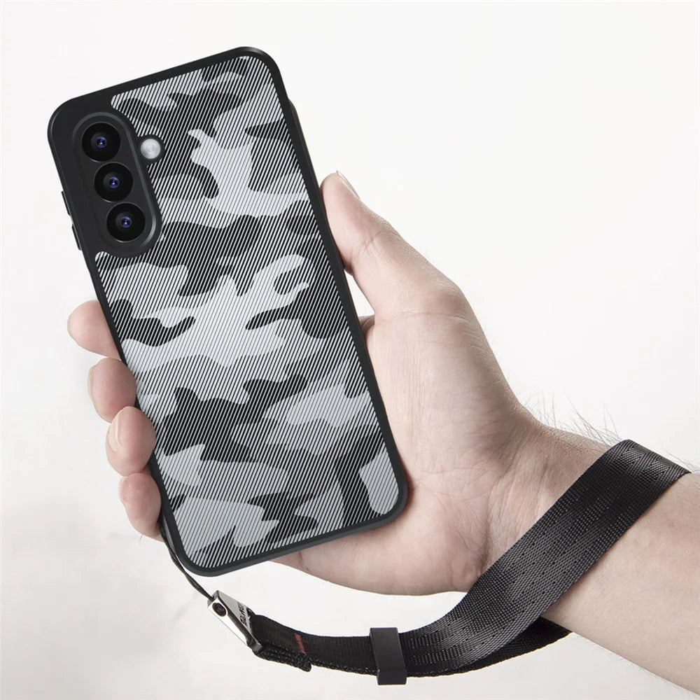 IBMRS for Samsung Galaxy A57 5G Mobile Cover Soft TPU + Hard PC Case with Wrist Strap (Precision Cutouts) - Artistic Camouflage - 3