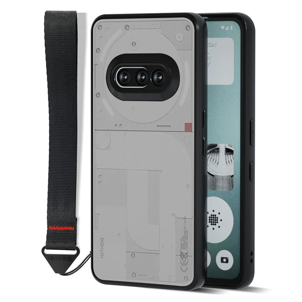 IBMRS for Nothing Phone (3a) Mobile Cover Soft TPU + Hard PC Case with Wrist Strap (Precision Cutouts) - Frosted Black - 1