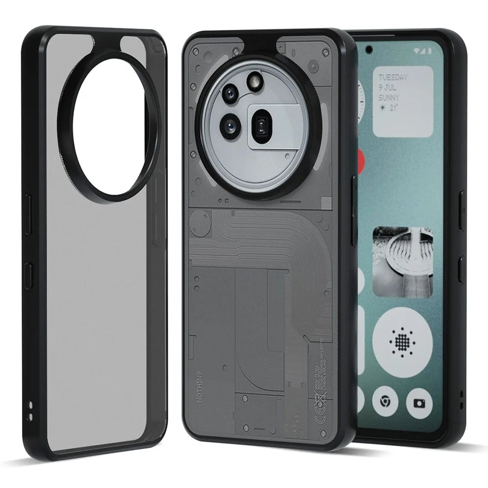 IBMRS for Nothing Phone (3a) Pro Mobile Cover Soft TPU + Hard PC Case with Wrist Strap (Precision Cutouts) - Frosted Black - 2