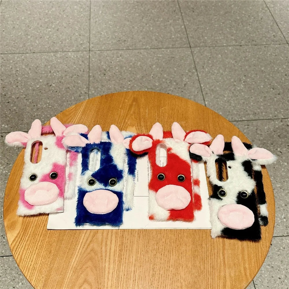 For Samsung Galaxy Z Fold8 Ultra Case Plush Cow Hard PC Protective Phone Cover - Red - 7
