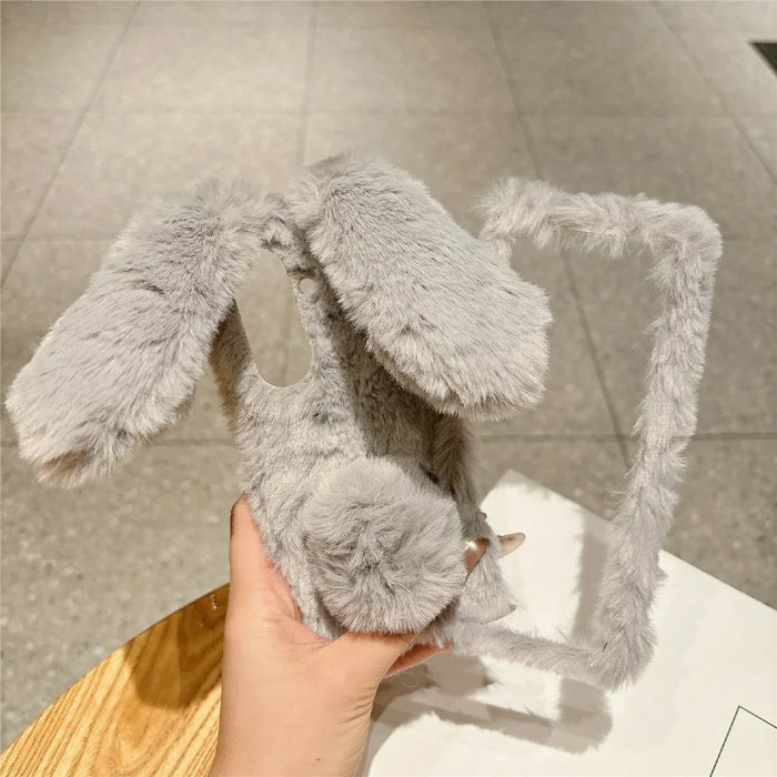 For Samsung Galaxy Z Fold8 Ultra Case Bunny Ears Winter Plush Hard PC Phone Cover - White - 3