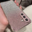 For Samsung Galaxy A37 5G Case Gradient Glitter TPU+PC Phone Cover with Rhinestones Decor Camera Frame - Gradient Pink - 3