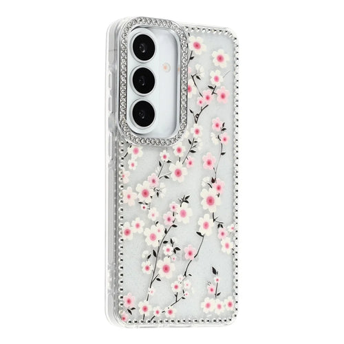 For Samsung Galaxy A37 5G Case Rhinestone Edge Flower TPU + PC IMD Phone Cover - F2 - 1