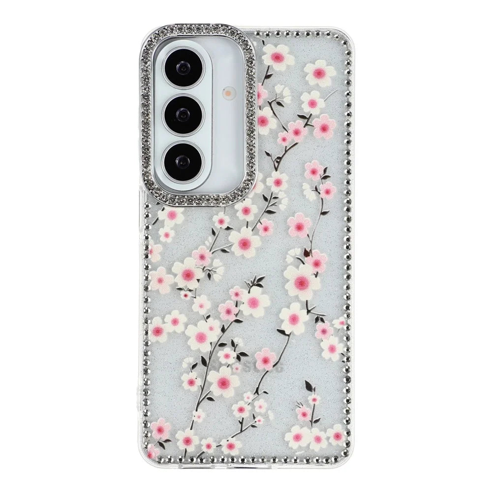 For Samsung Galaxy A37 5G Case Rhinestone Edge Flower TPU + PC IMD Phone Cover - F2 - 2
