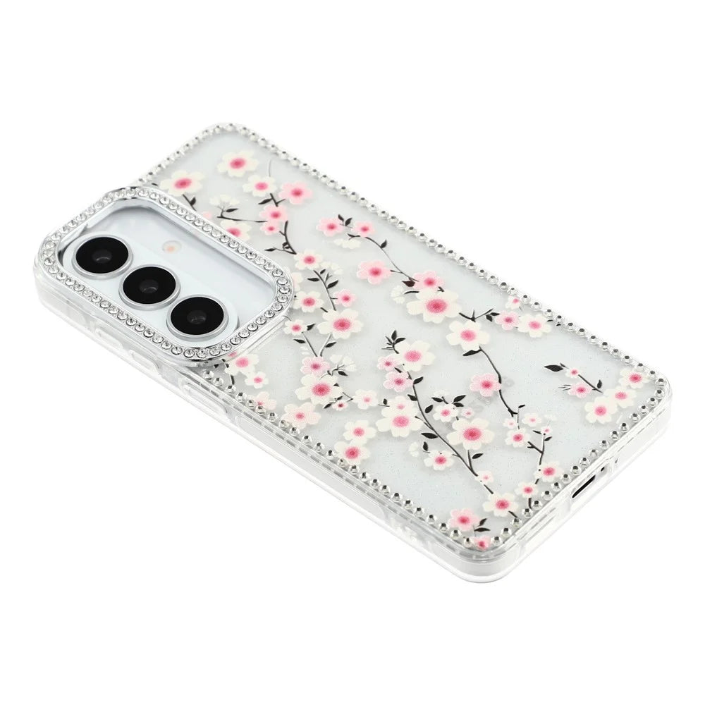 For Samsung Galaxy A37 5G Case Rhinestone Edge Flower TPU + PC IMD Phone Cover - F2 - 4