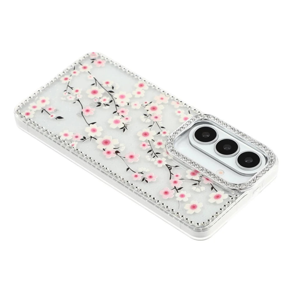 For Samsung Galaxy A37 5G Case Rhinestone Edge Flower TPU + PC IMD Phone Cover - F2 - 5