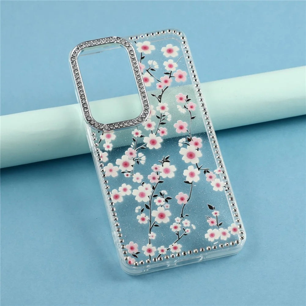 For Samsung Galaxy A37 5G Case Rhinestone Edge Flower TPU + PC IMD Phone Cover - F2 - 6