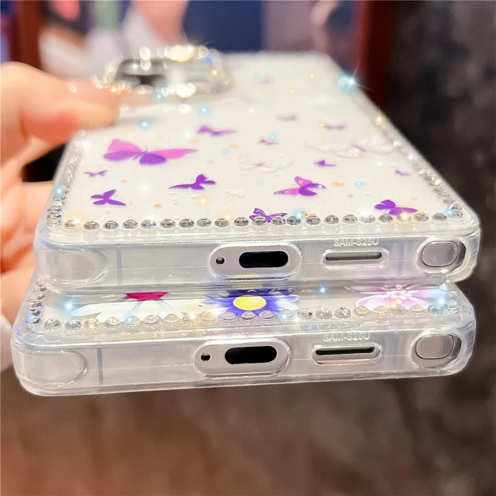 For Samsung Galaxy S25 Ultra Case Butterfly Pattern Rhinestone TPU + PC IMD Phone Cover - B1 - 5