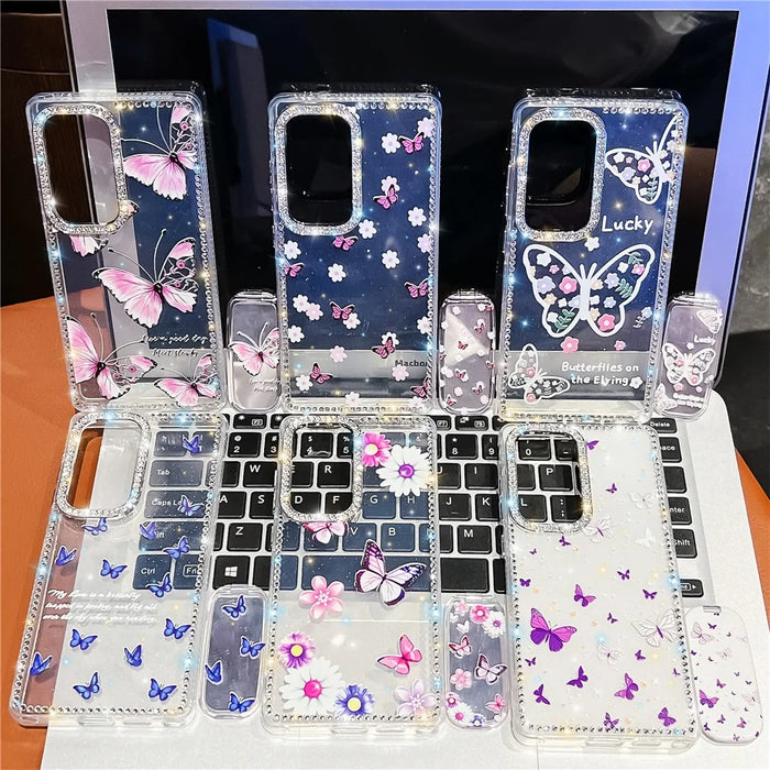 For Samsung Galaxy S25 Ultra Case Butterfly Pattern Rhinestone TPU + PC IMD Phone Cover - B1 - 6