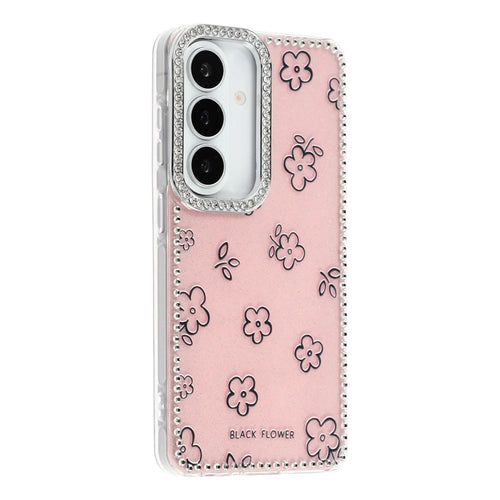 For Samsung Galaxy S26+ Case Rhinestone Edge Flower TPU + PC IMD Phone Cover - F4 - 1