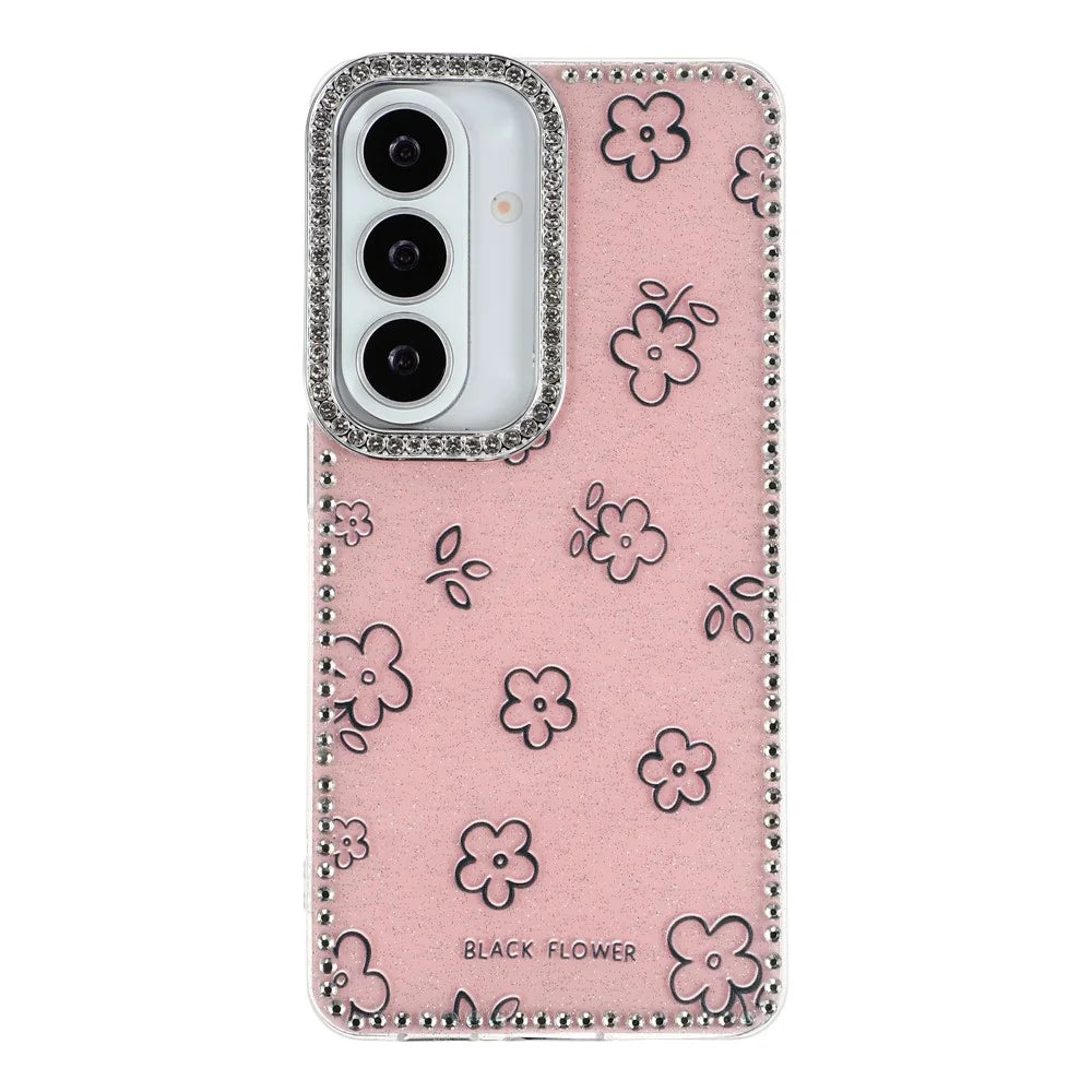 For Samsung Galaxy S26+ Case Rhinestone Edge Flower TPU + PC IMD Phone Cover - F4 - 2