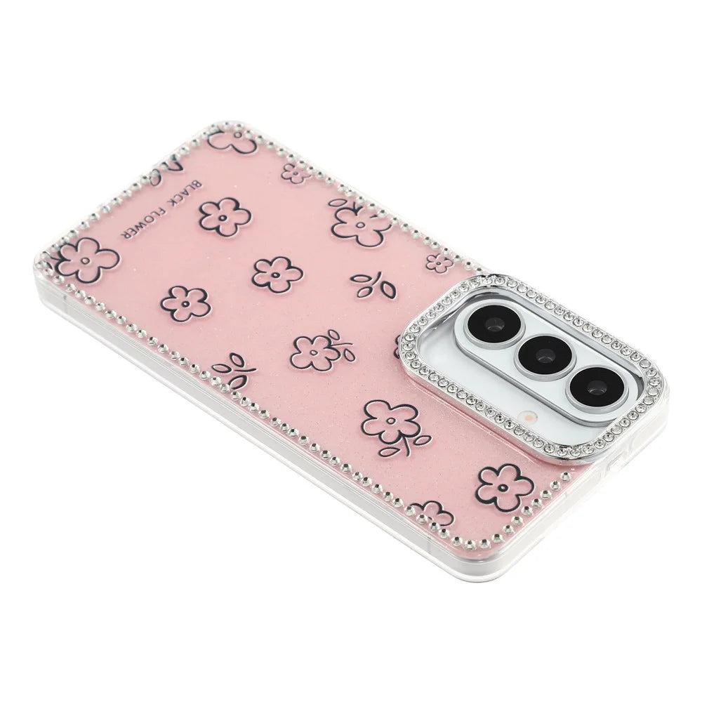For Samsung Galaxy S26+ Case Rhinestone Edge Flower TPU + PC IMD Phone Cover - F4 - 5