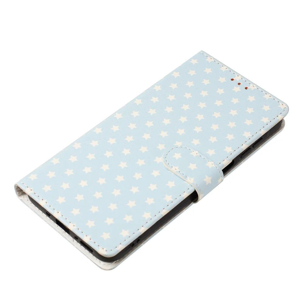 For iPhone 17 Pro Max Case Star Pattern PU Leather Wallet Stand Phone Cover with Wrist Strap - Baby Blue - 5