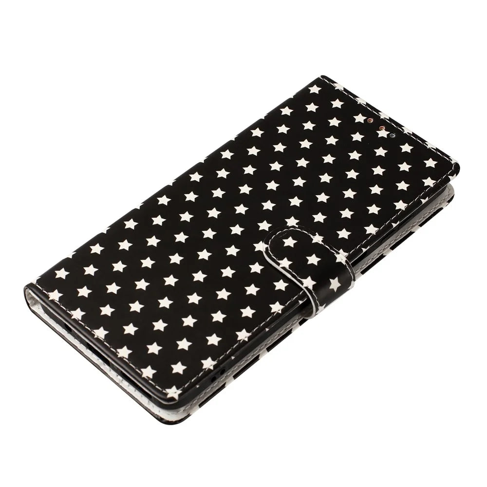 For Samsung Galaxy S26 Ultra Case Star Pattern PU Leather Wallet Stand Phone Cover with Wrist Strap - Black - 5