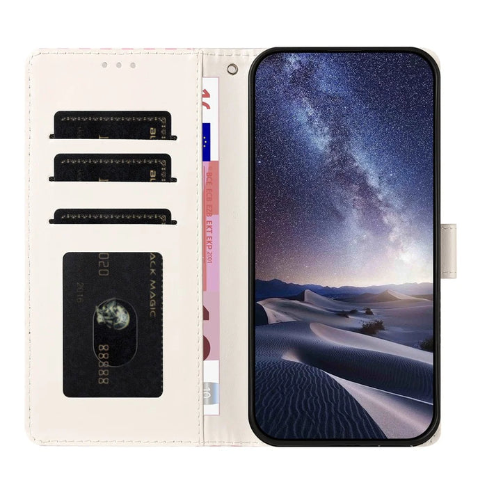 For Samsung Galaxy A27 5G Case Star Pattern PU Leather Wallet Stand Phone Cover with Wrist Strap - Pink - 2