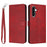 For Samsung Galaxy A27 5G Wallet Case Flip Stand Calf Texture PU Leather Phone Cover with Strap - Red - 1