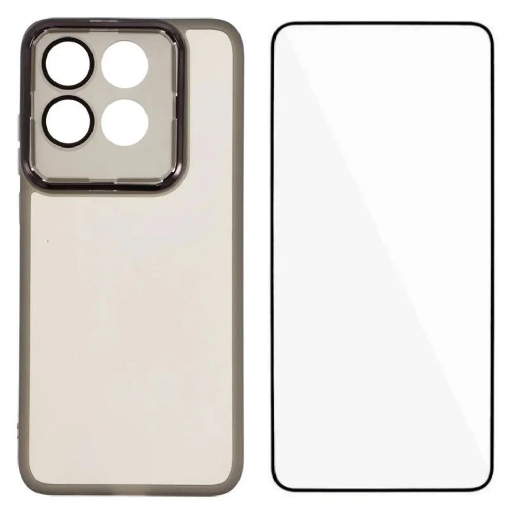 WANLONFENG for Motorola Moto X70 Air 5G / Motorola Edge 70 5G TPU Case  DKSM Series Electroplated Frame Back Cover with Tempered Glass - Black - 1