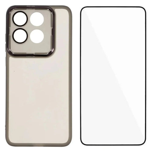 WANLONFENG for Motorola Moto X70 Air 5G / Motorola Edge 70 5G TPU Case  DKSM Series Electroplated Frame Back Cover with Tempered Glass - Black - 1